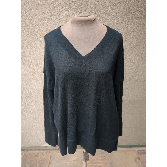 BANANA REPUBLIC Womens XXL Black Fine Merino Wool Textured Rippled Sweater - Picture 1 of 13